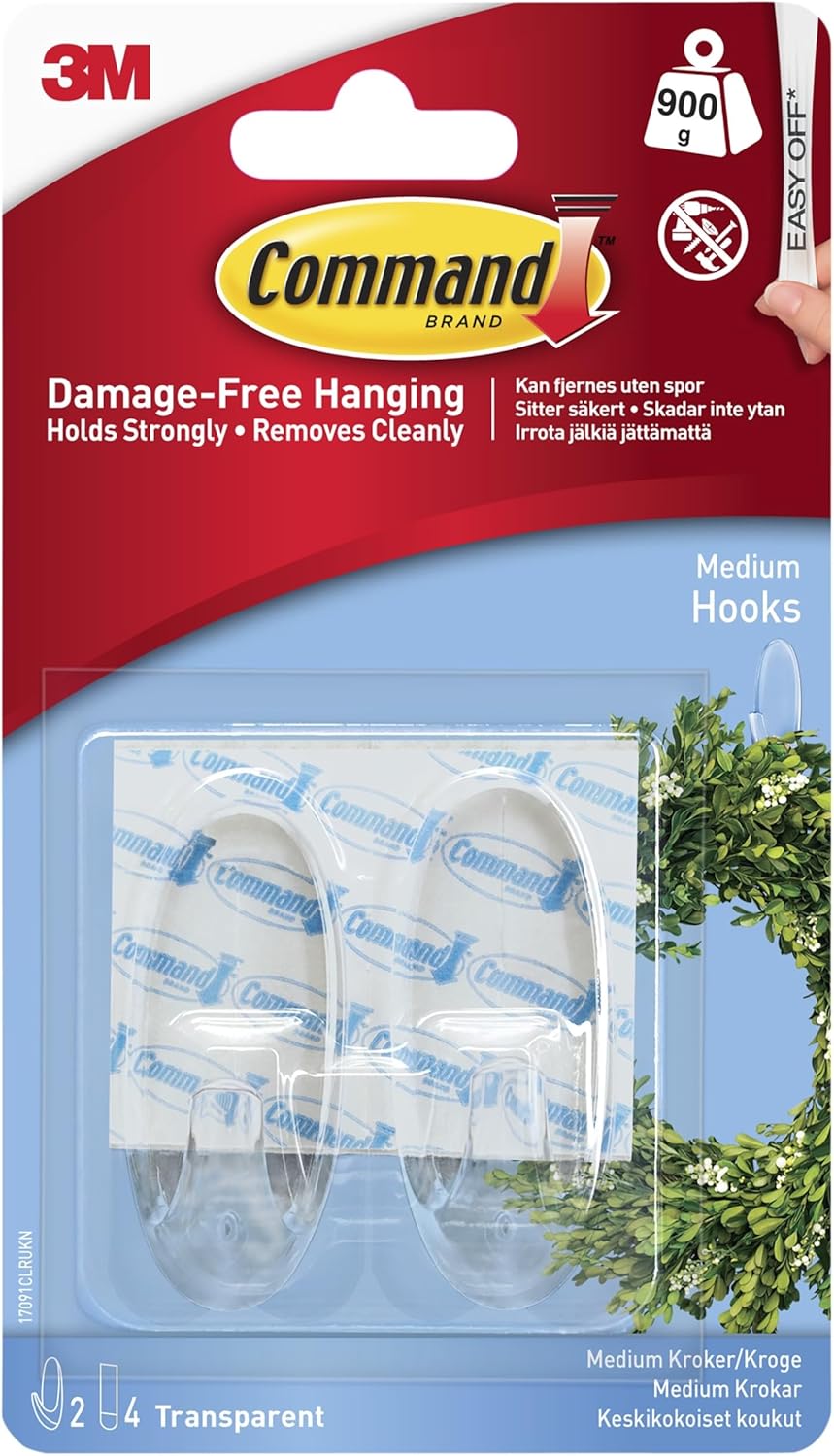 COMMAND 2PK MEDIUM PLASTIC HOOKS (17091)